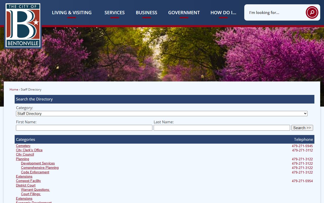 Bentonville released inmates city directory and police contacts
