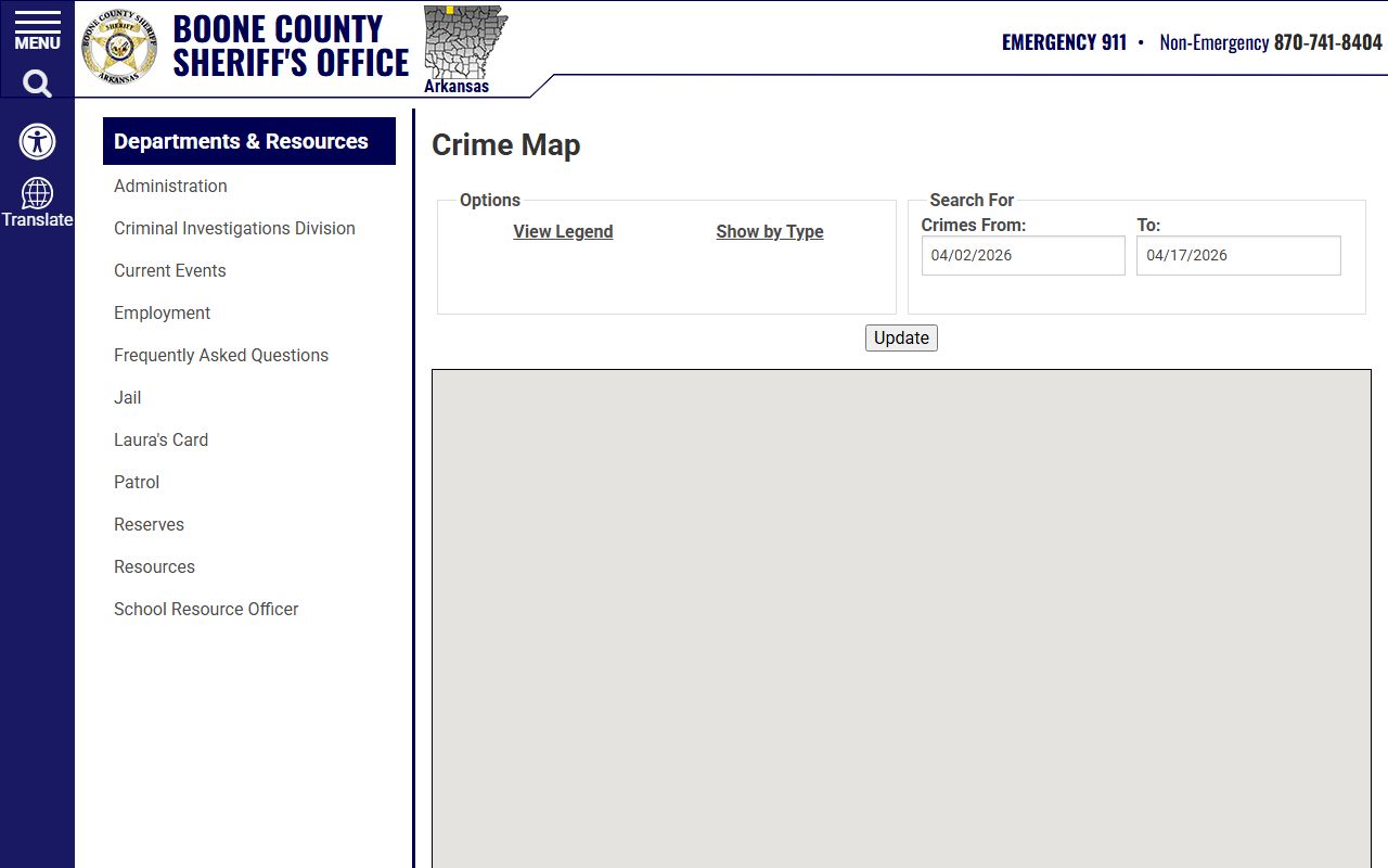 Boone County released inmates crime map page