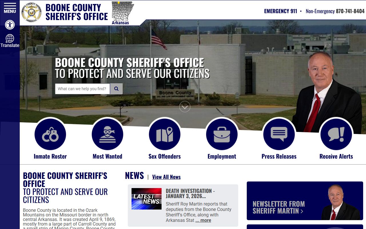 Boone County Sheriff's Office released inmates home page