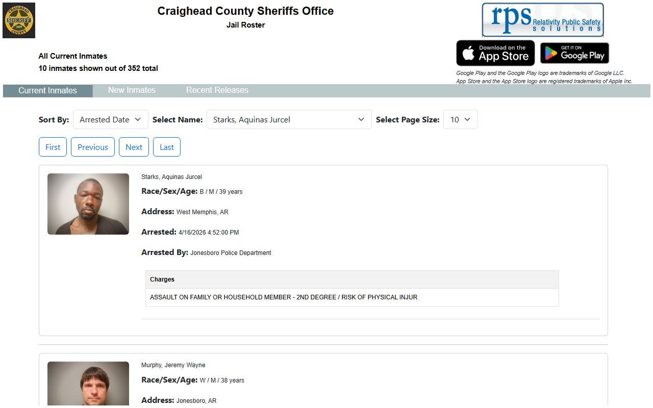Craighead County released inmates myr2m roster portal