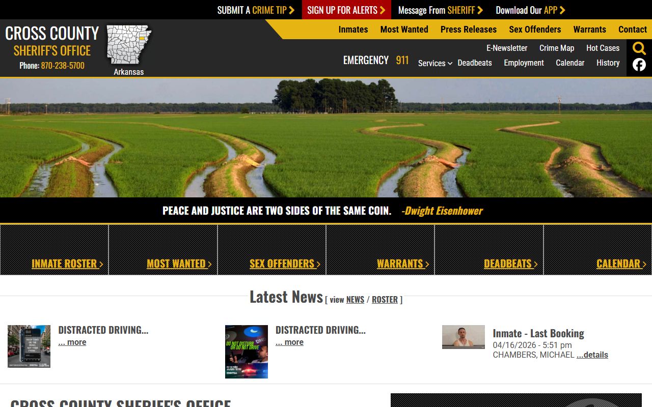 Cross County released inmates sheriff's office homepage