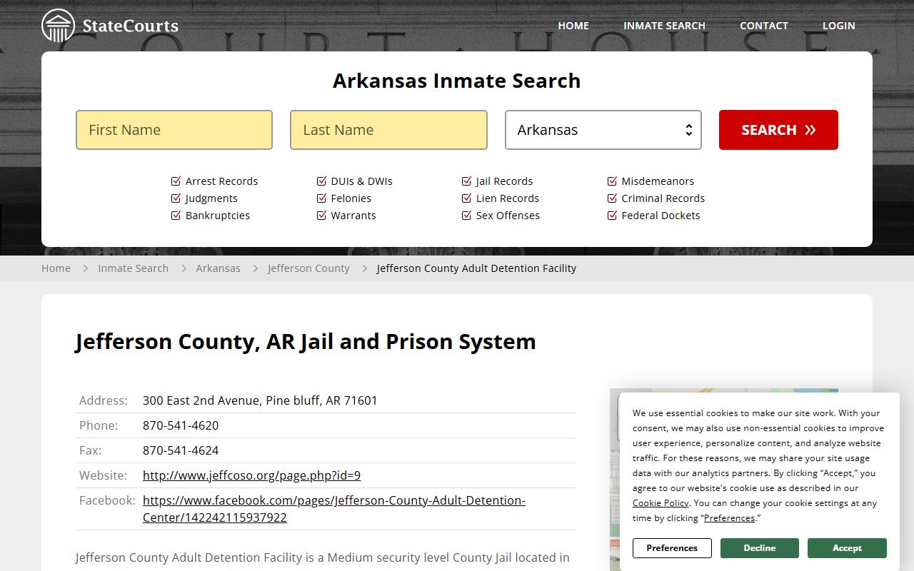 Jefferson County released inmates detention center search in Pine Bluff