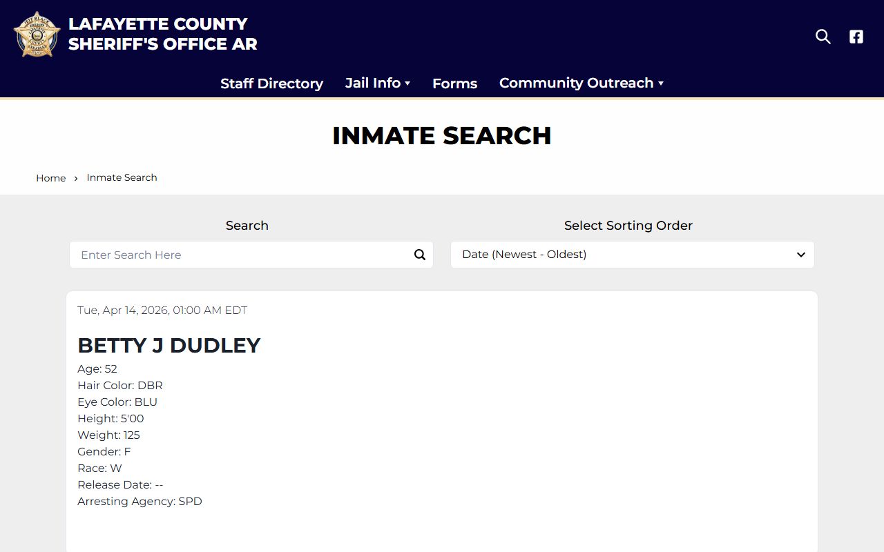 Lafayette County released inmates search tool on the sheriff's website