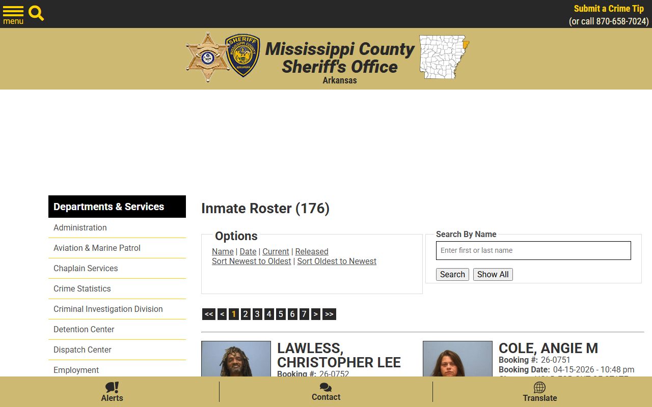 Mississippi County released inmates online jail roster