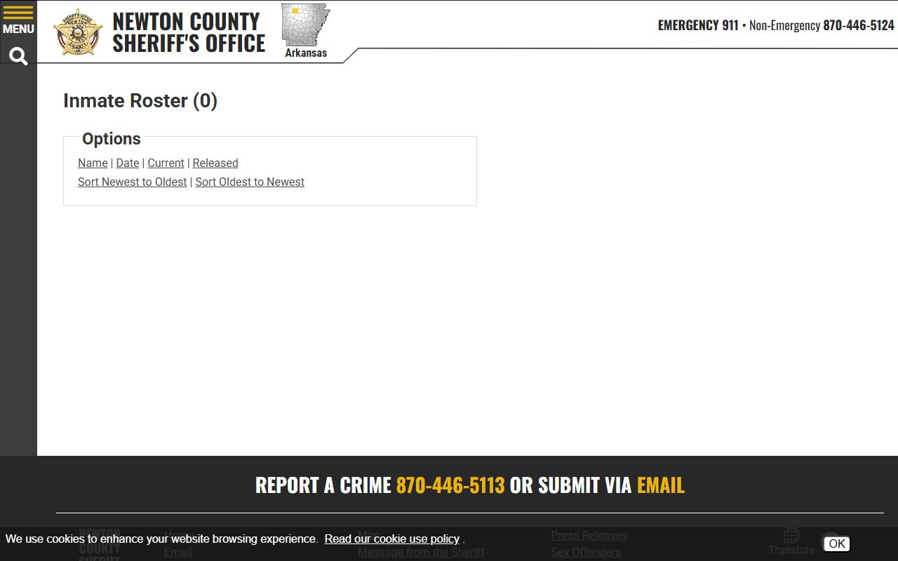 Newton County released inmates online roster with sort options
