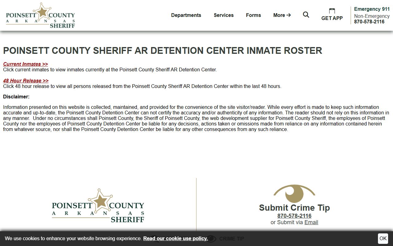 Poinsett County released inmates online inmate roster search