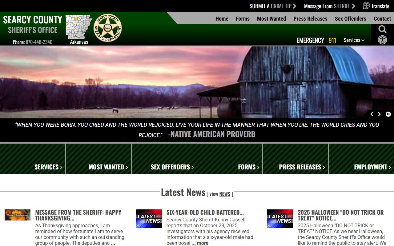 Searcy County released inmates sheriff's office Marshall