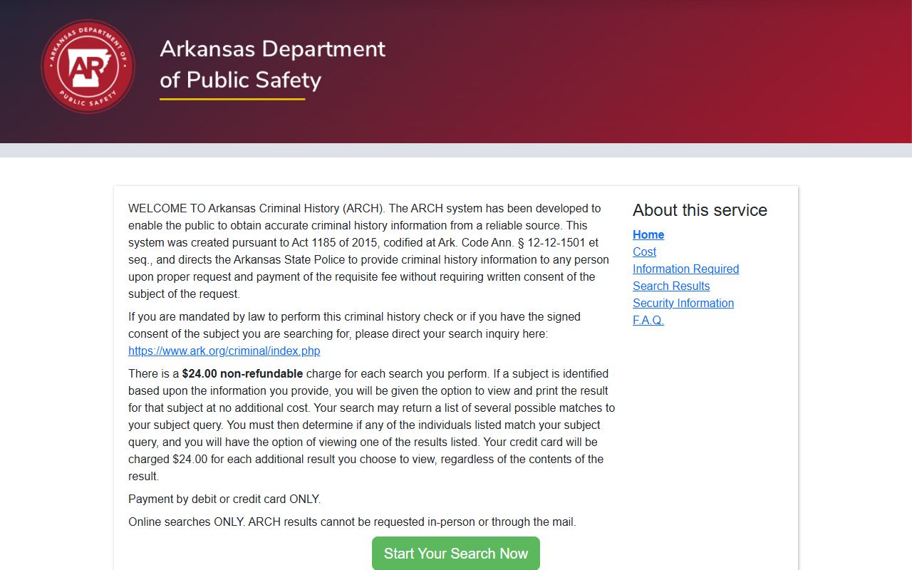 ARCH Arkansas released inmates criminal history search