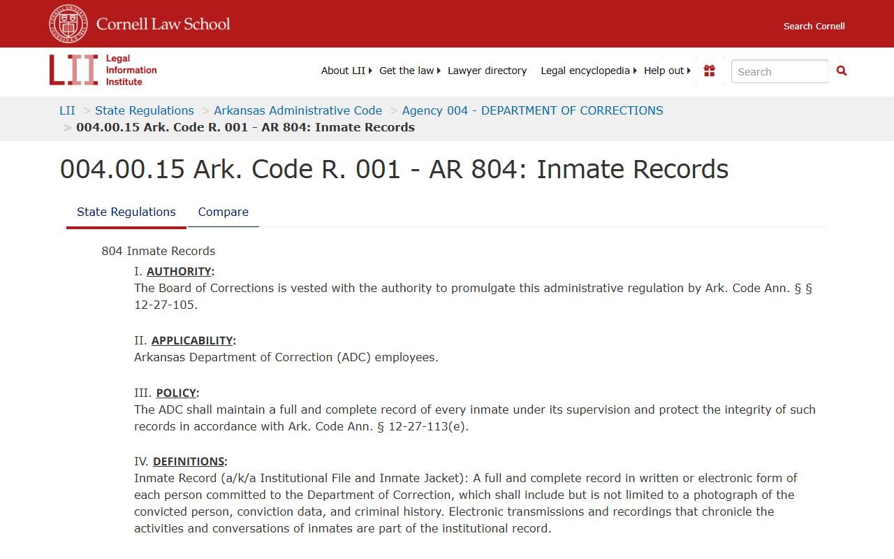 Arkansas released inmates records statutes