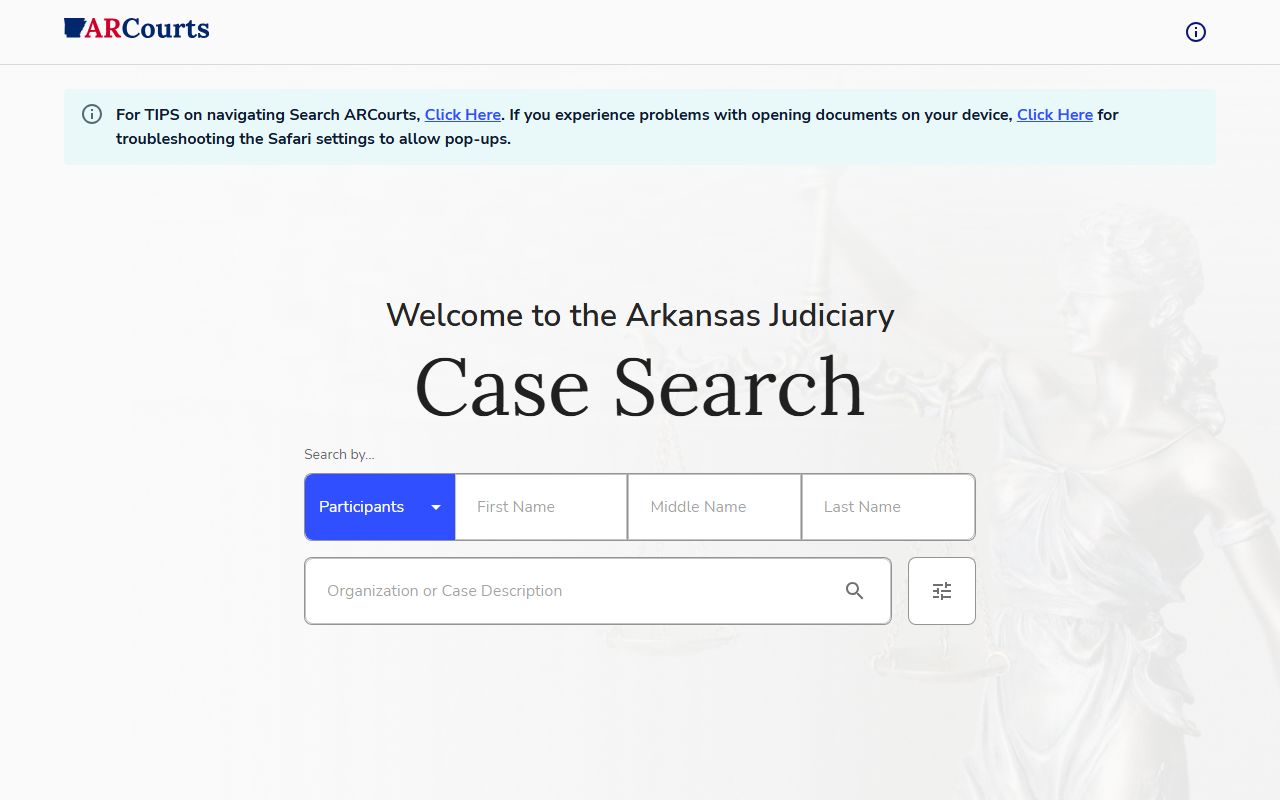 CourtConnect portal used to look up Arkansas released inmates cases